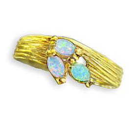 Marquise Cut opal ring. 14ct